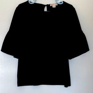 Girls J. Crew black velvet bell sleeves top